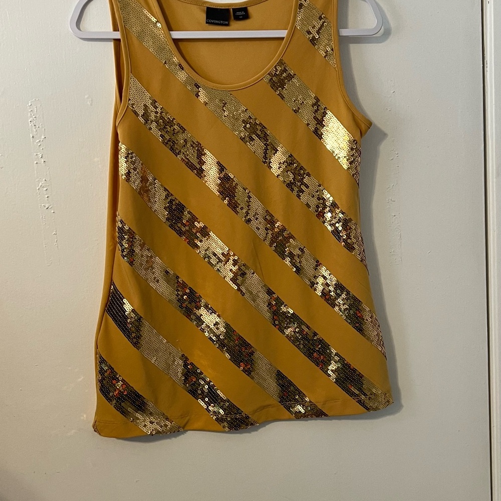 Covington Gold Sequin Sleeveless Tank Top